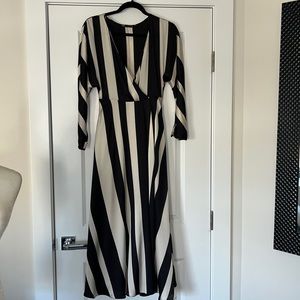 Zara cream and black stripes midi dress